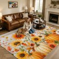 thumbnail image 2 of Area Rugs 5'x7', Orange Pumpkins Fall Carpet Runner Indoor Outdoor Rugs Home Decor Aesthetic, Vintage Sunflower Botanical Thanksgiving Non Slip Mats Washable Accent Rug for Living Room Bedroom, 2 of 8
