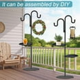 thumbnail image 7 of Upgraded 74" Shepherd's Hook Stand Plant, Bird Feeder, Wind Chime Hanger Stand, Waterproof Metal & Adjustable-Height Standing Pole Holder for Lantern and Wreath, Indoor & Outdoor (2 Placement Racks), 7 of 7