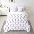 thumbnail image 3 of Castle Fairy Vintage Oval Grid Full Size Bedding Sets 7 Pieces,Minimalism Rounded Full Size Bed in a Bag,Lavender White,Reversible, 3 of 7