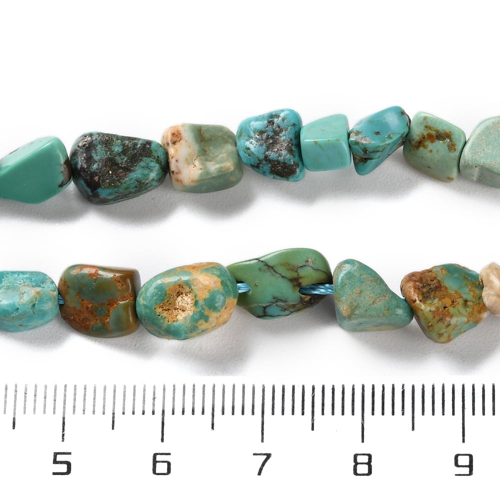 Natural Hubei Turquoise Beads Strands Nuggets Tumbled Stone 4.5~11.5x3~7x3.5~6mm Hole: 1.2mm about 48~68pcs/strand 15.35~15.94''(39~40.5cm)