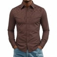 thumbnail image 4 of IWRICH Men's Western Cowboy Shirt Long Sleeve Printed Shirt Slim Fit Casual Button down Shirt Brown XXXL, 4 of 4