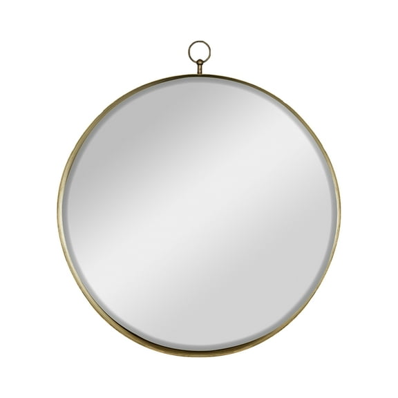 CC Home Furnishings Round Wall Mirror with Ring Handle - 28" - Gold