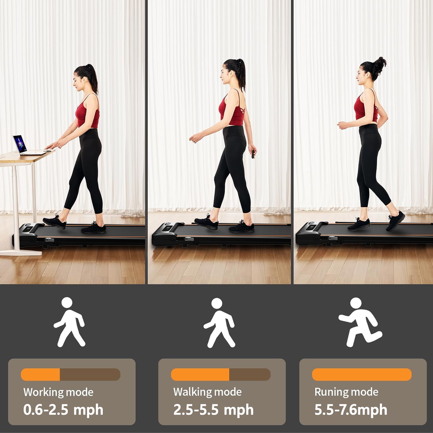 FINATI Under Desk Treadmill, Walking Pad for Home and Office, 2 in 1 Portable Walking Pad Treadmill,2.5 HP Portable Walking Jogging Running Machine with Remote Control and LED Display