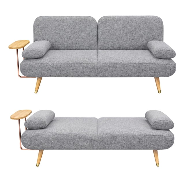 Sofa Cama con Mesa y Puerto de Carga Moderno Minimalista gris