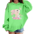 thumbnail image 2 of Toddler Girls Hoodies Sweatshirts Cute Bunny Print Pullover Kids Casual Outerwear Warm Jacket Fall Winter Clothing Green Size 4-5T, 2 of 4