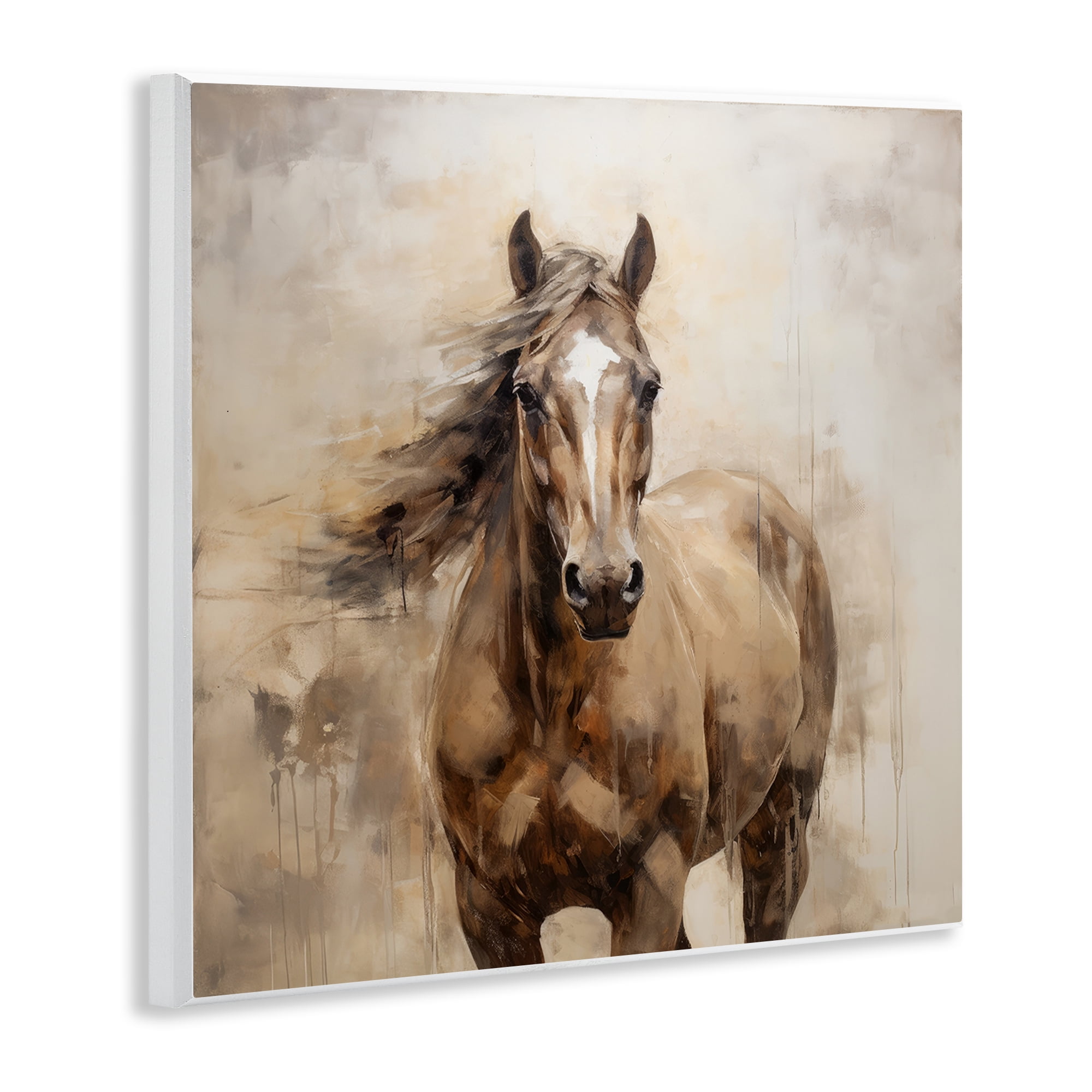 Stupell Industries Horse with Modern Drip Animals Painting Unframed Art Print Wall Art, 12 x 12