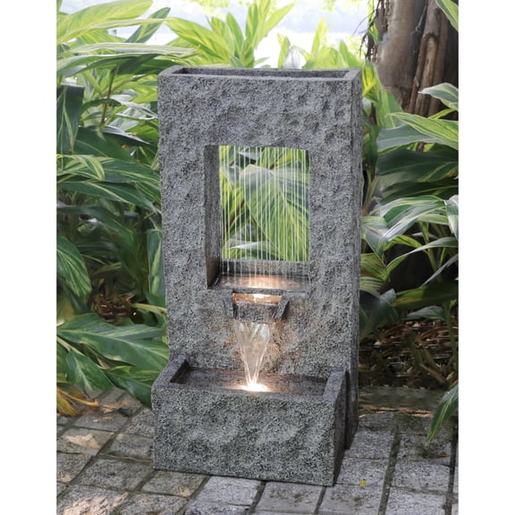 Hi-Line Gifts LED Lighted Cascading Outdoor Garden Water Fountain - 31.5"