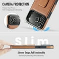 thumbnail image 4 of Case for iPhone 17 Pro, PU Leather, Magnetic Hand Grip Bracket, Classic Ultra Slim Lightweight Drop Protective Business Men Women Phone Case Cover Compatible with iPhone 17 Pro, Brown, 4 of 6