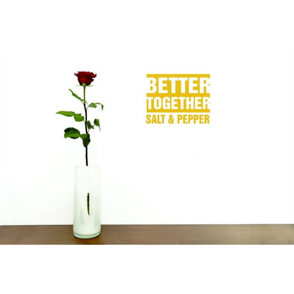 Better Together Salt & Pepper Vinyl Wall Decal for Home - Food Love Eat Snack Treat Dinner Cute Wall Décor Bedroom Living Room Entry - Removable High Tact - Size: 12 In x 20 In