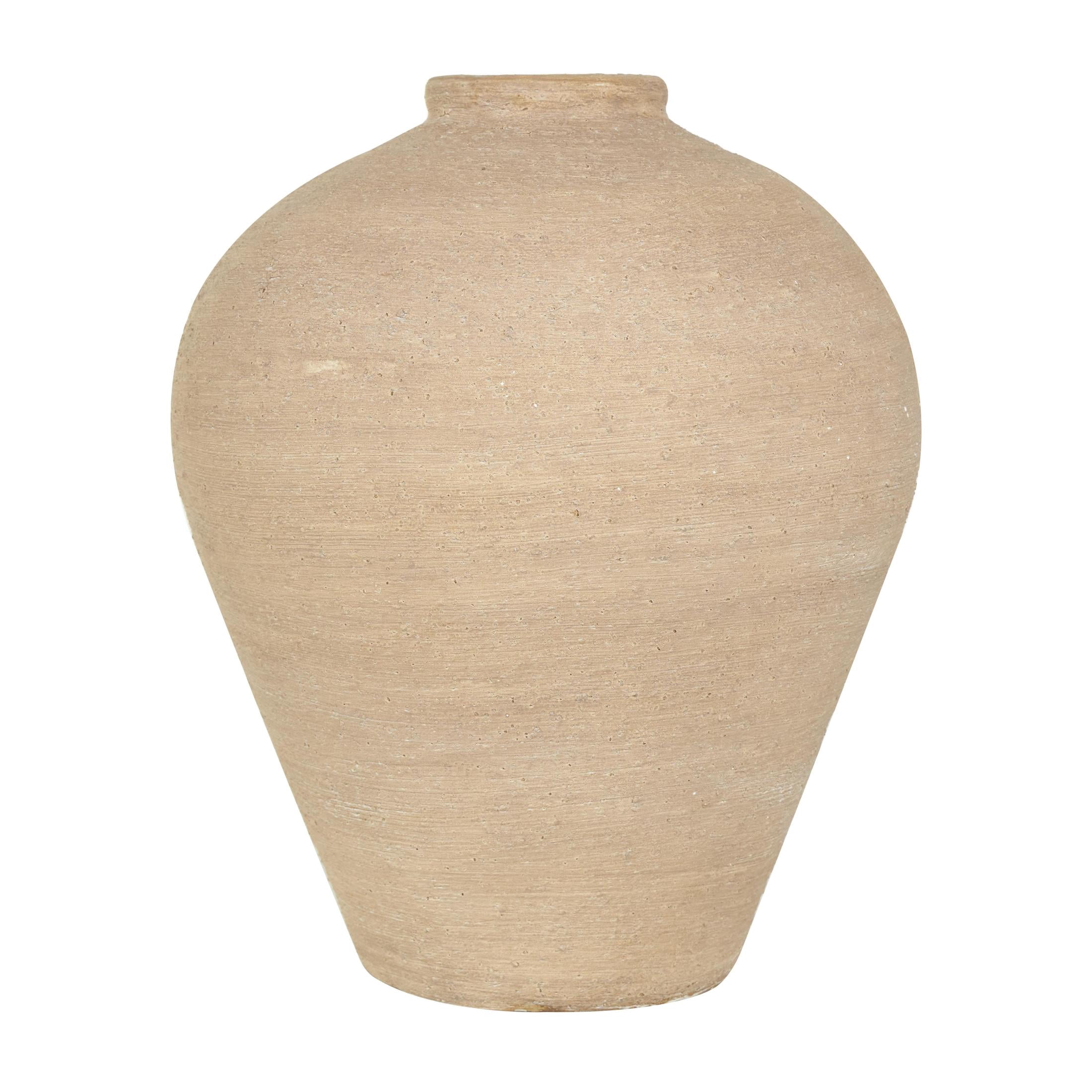DecMode 17" Wide Textured Terracotta Beige Ceramic Vase