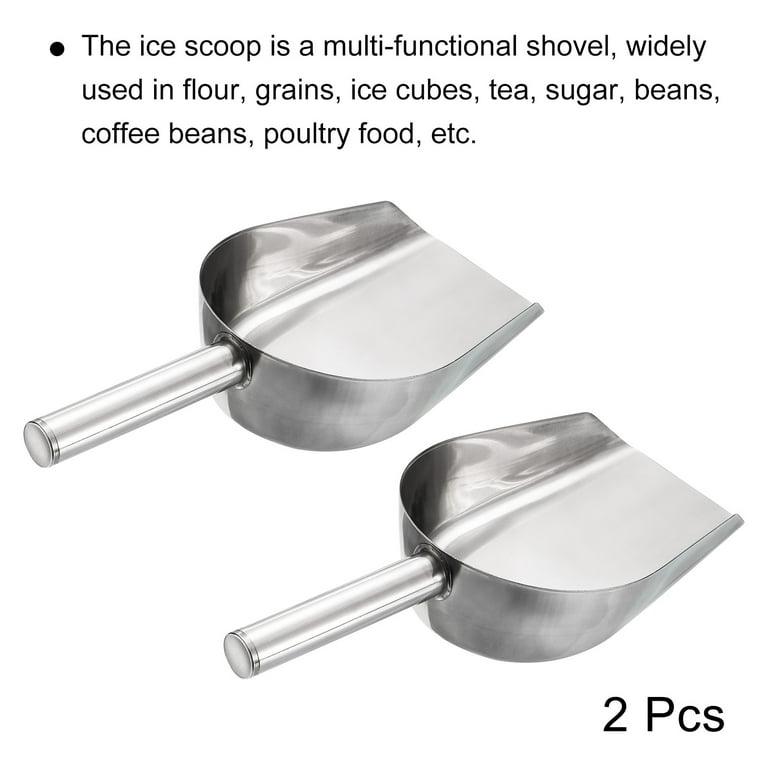 6 Ounce Ice Scoop Set of 2, VeSteel Small Stainless Steel Scoops for Ice  Cube/Candy/Flour/Sugar, Metal Utility Scoops for Canisters, Baking, Kitchen  Pantry, Rust Free & Dishwasher Safe 
