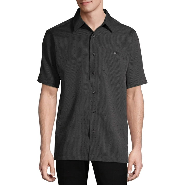 GEORGE Short Sleeve Classic Fit Polyester Button-Up Shirt (Men's or Men ...