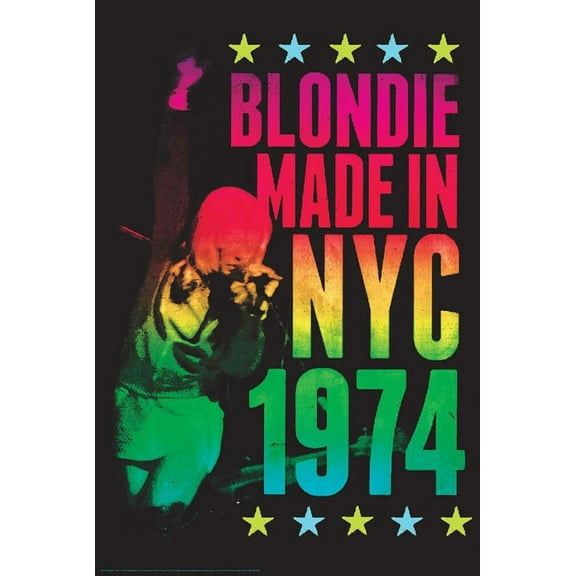 BUY ART FOR LESS Officially Licensed Blondie Made in NYC 1974 poster Non Flock Blacklight 24 x 36 Inch Art Poster - Decorative Print - Poster Paper - Ready to Frame