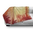 thumbnail image 2 of Forest Soft Flannel Fleece Throw Blanket, Jungle Along Exotic Leaves Trees Woodland Mother Nature Sunrays Pattern, Cozy Plush for Indoor and Outdoor Use, 50" x 70", Peach and Vermilion, by Ambesonne, 2 of 5