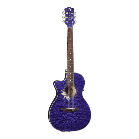 Luna FLO PF QM LEFTY Flora Passion Flower Acoustic Design W/ Trans Purple Finish