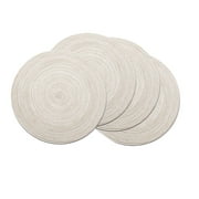 Coolmade Round Rop Cotton Braided Table Place Mats Braided Coaster Placemas Non-Slip Table Mats Set of 4 for Dining Kitchen Table Washable 15 inch