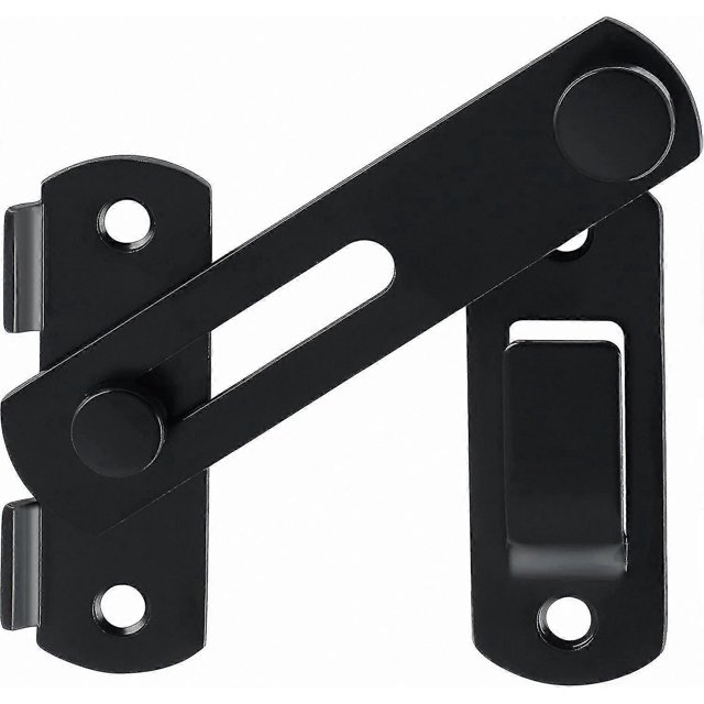 Stainless Steel Sliding Door Lock for Wooden Gates and Internal Doors, Black Gate Latch with Small Bolt for Garden Use