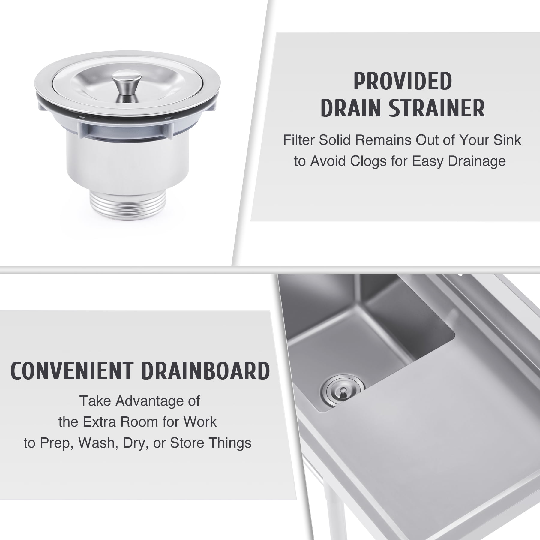 Wilprep Utility Sink w Prep Station Stainless Steel Kitchen Sink for Restaurant Home &c