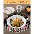 thumbnail image 3 of 15 Inch Round Placemats Set of 6, Black Gnomes Christmas Non Slip Heat Insulation PP Table Mats, Xmas Ball Gifts Snowflake Washable Place Mats for Kitchen Dining Party Table Decor, 3 of 7