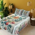 thumbnail image 2 of Ambesonne Eucalyptus Leaves Fitted & Top Sheet Set with Sham, Leaf Geometrics, Teal Multicolor, 2 of 5