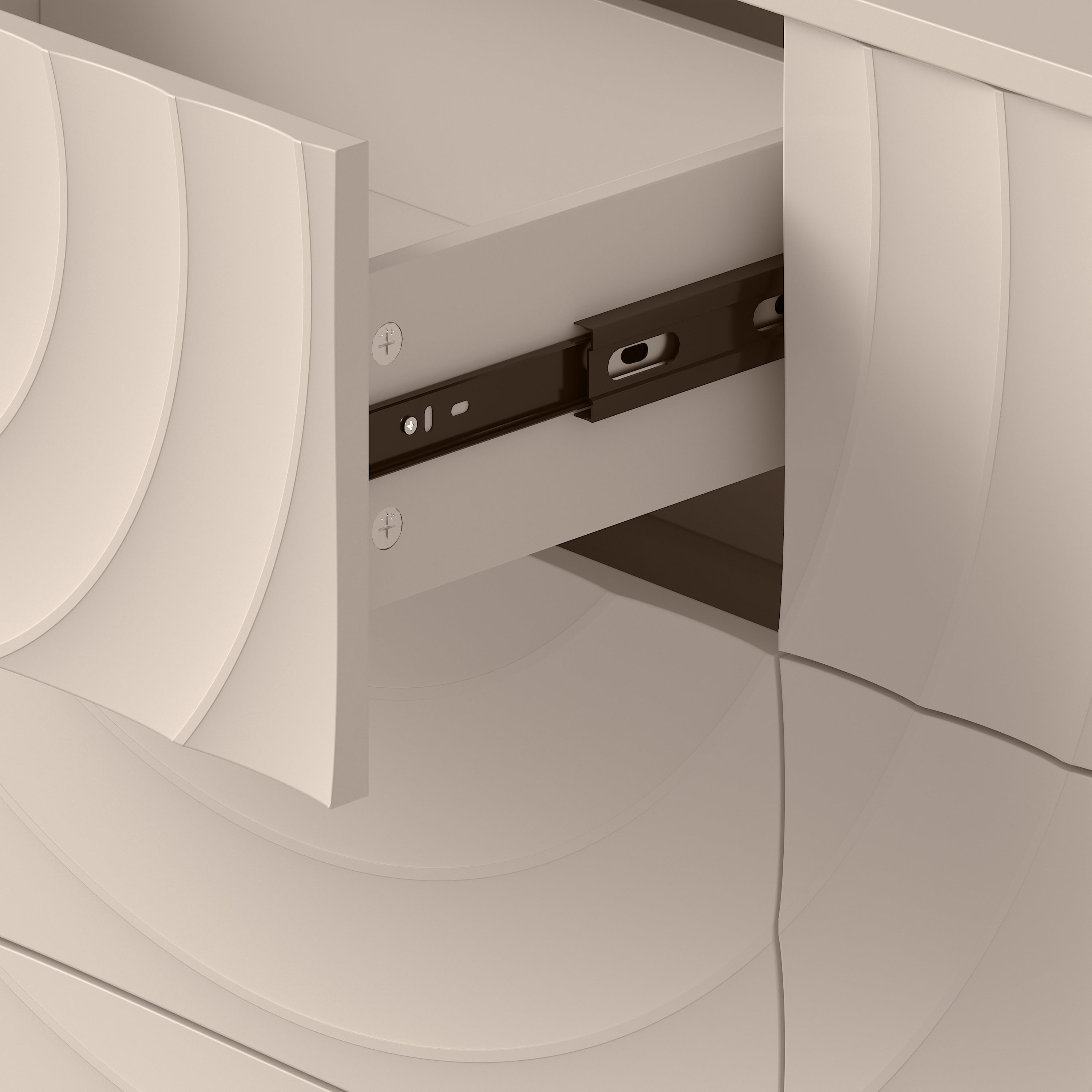Homy Casa 46.5" Modern 6 Drawer Wood Dresser Storage Cabinet for Bedroom Off White