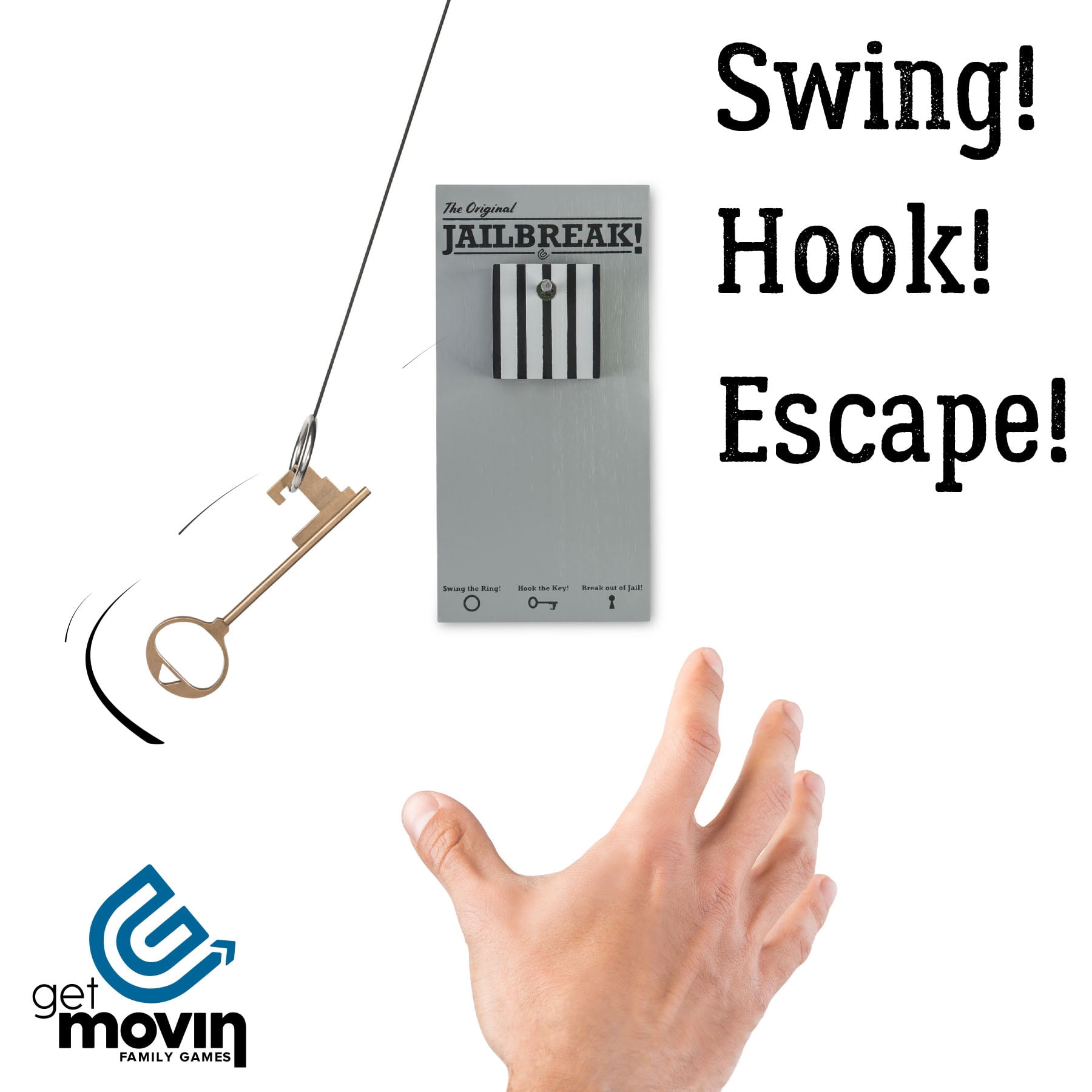 Jail Break Key Swing DIY Kit Stainless Steel Hardware and Nylon String Ring Toss Game Indoor – Outdoor for Endless Hours of Fun! (Jail Break Silver)