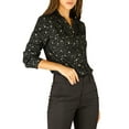 thumbnail image 4 of INSPIRE CHIC Women's Stand Collar Long Sleeve Metallic Stars Shirt XS Black, 4 of 8