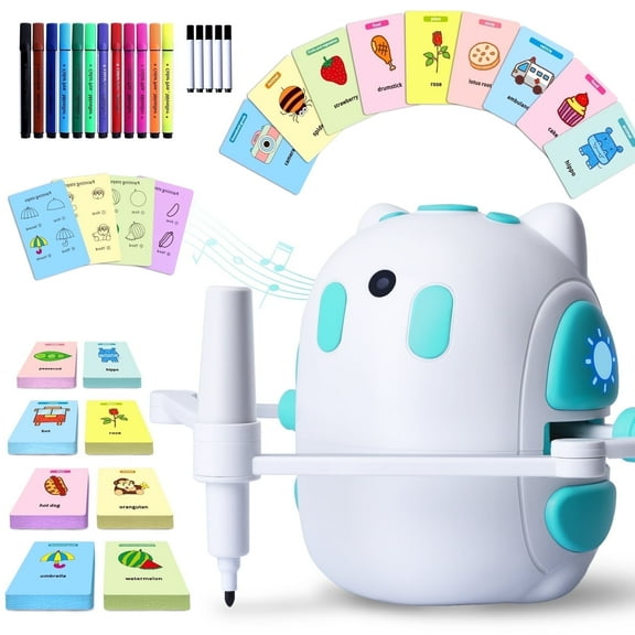 Sumsoltic Drawing Robot for Kids 150 Educational Cards Smart Drawing Robot Voice Interactive Partner Montessori Painting Toy for Boys & Girls Ages 3-8 Perfect for Birthdays Christmas and Learning Fun