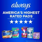 Always Pure Cotton Feminine Pads, Size 4, Overnight, Wings, Unscented, 20 Count
