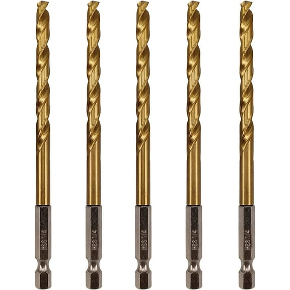 Hymnorq 1/4" HSS Hex Shank Twist Drill Bits for Metal, Pack of 5PCS