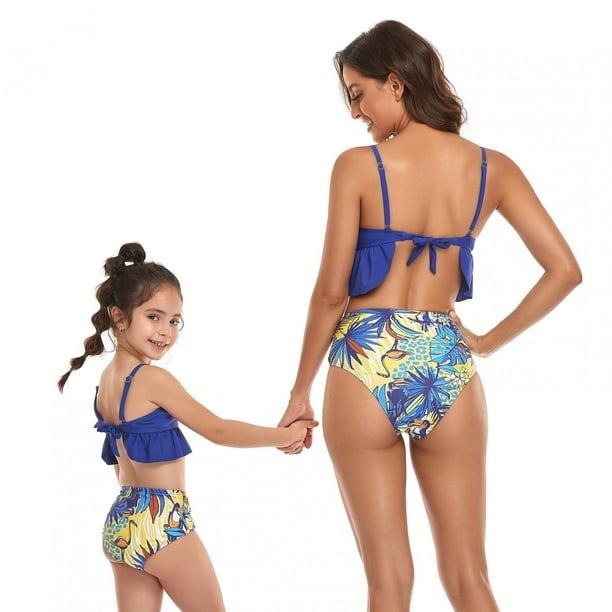 TopLLC Mommy and Me Bathing Suit Two Piece Swimsuit Ruffle Falbala Swimwear Bathing Suits Mother and Daughter Matching Bathing Beach Wear Walmart