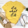 thumbnail image 2 of Camiseta de verano suave de manga corta amarilla con estampado de letras negras de gran tamaño para mujer, 2 of 4