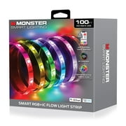 Monster LED Smart 100ft Indoor Multi-Color Flow Light Strip, Sound Reactive, Razer, Corded Electric