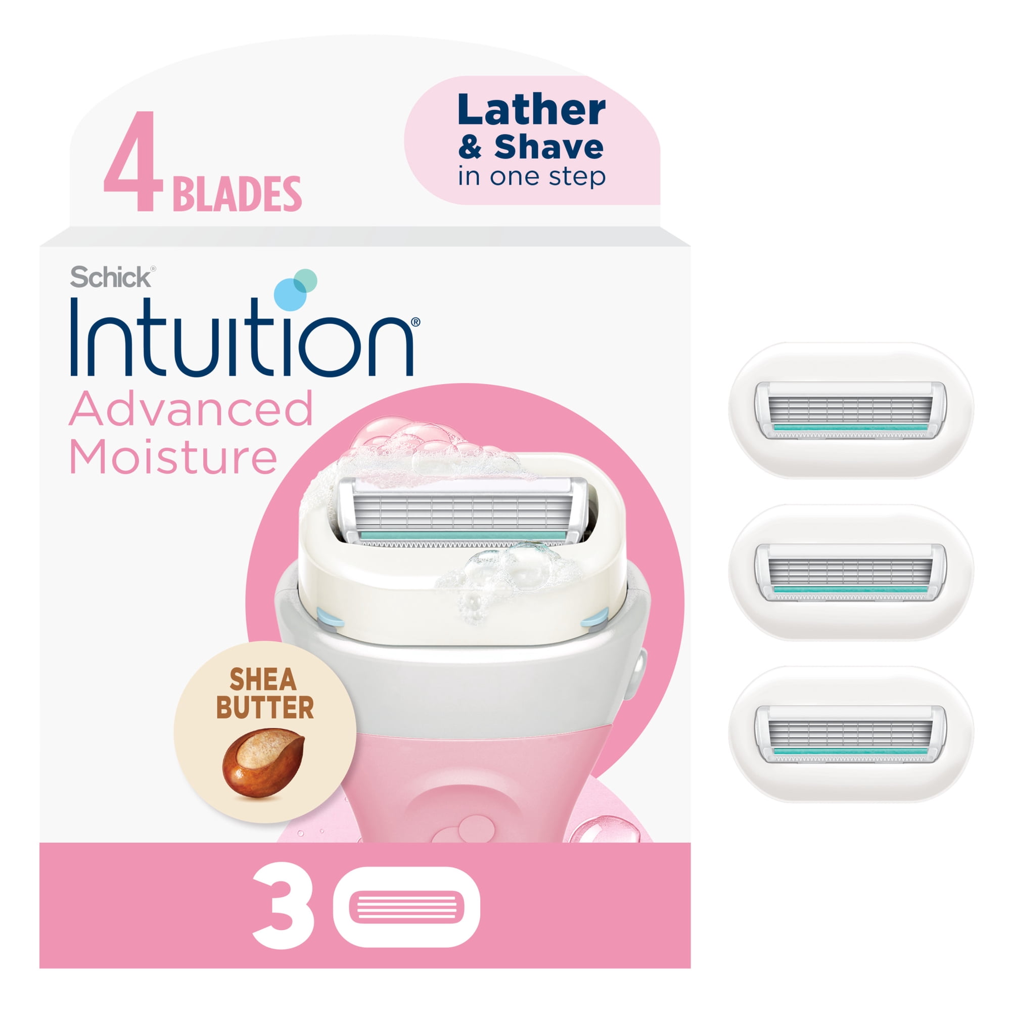 Schick Intuition Advanced Moisture Women's Razor Refills, 3 Ct, Lather & Shave In One Step
