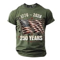 thumbnail image 2 of Conairie 250 Anniversary USA Shirt For Men American Falg Print Short Sleeve Patriotic July 4th T-Shirts Loose Crew Neck Basic Work Tee Vacation Clothes Army Green L, 2 of 5