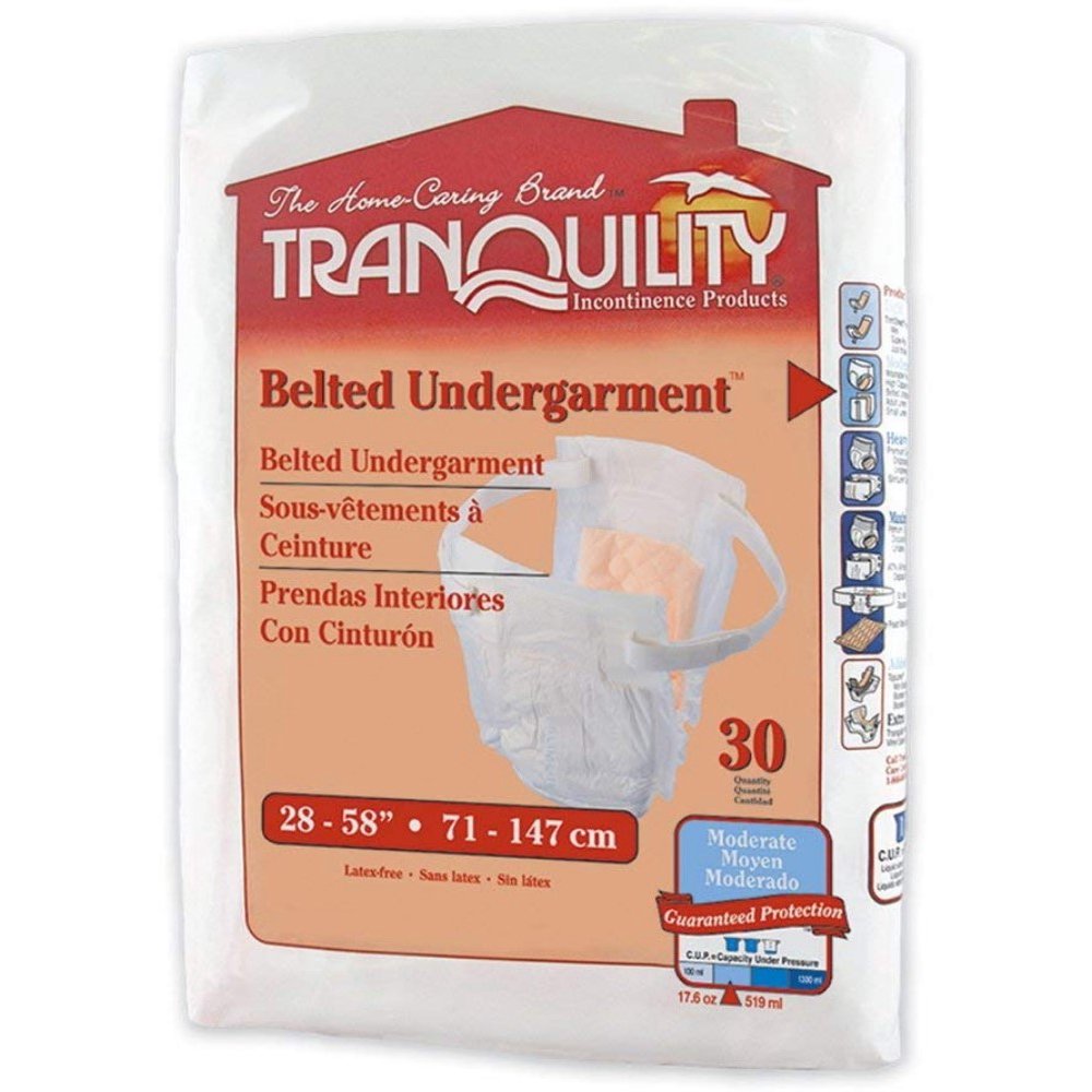 Tranquility Adjustable Belted Undergarments Incontinence Pad 30 Each