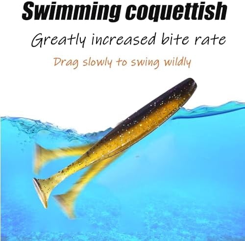 Fishing Soft Plastic Lures, Paddle Tail Swim Baits for Bass Fishing,Paddle Tail Swimbaits for for Bass Trout Walleye Lures, 30/50pcs Soft Plastic Baits with Box