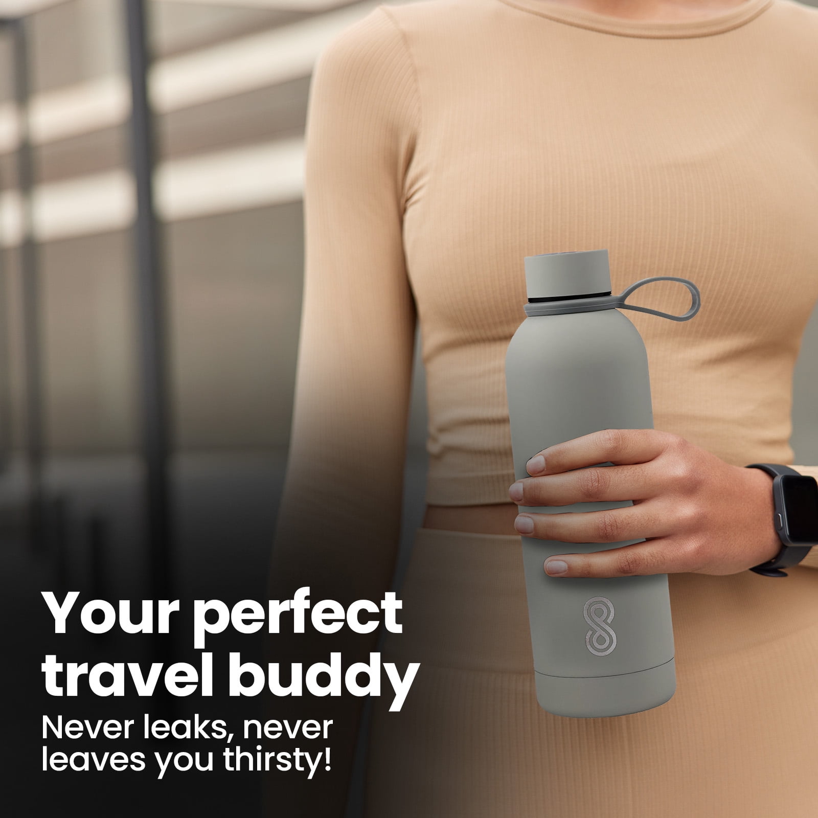 SINT Water Bottle 25 Oz Stainless Steel, Double Wall & Vacuum Insulated, Sports Water Bottle Keep Cold for Upto 15 Hours and Hot for Upto 12 Hours | Grey
