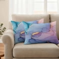thumbnail image 2 of Blue Purple Pink Ombre Outdoor Waterproof Pillow Covers, Modern Marble Abstract Decorative Rectangle Throw Pillowcase Sofa Cushion Sham for Patio/Couch/Chair, 20"x12" 2 Pack, 2 of 8