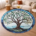 thumbnail image 5 of Round Area Rug, Tree Of Life7 Non-Slip Floor Mat, Soft Washable Carpet for Living Room Bedroom Decor 71 Inch, 5 of 6