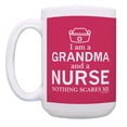 thumbnail image 2 of ThisWear Grandmother Gift I'm a Grandma and a Nurse Nothing Scares Me Nurse Mug 15oz Coffee Mug Pink, 2 of 4