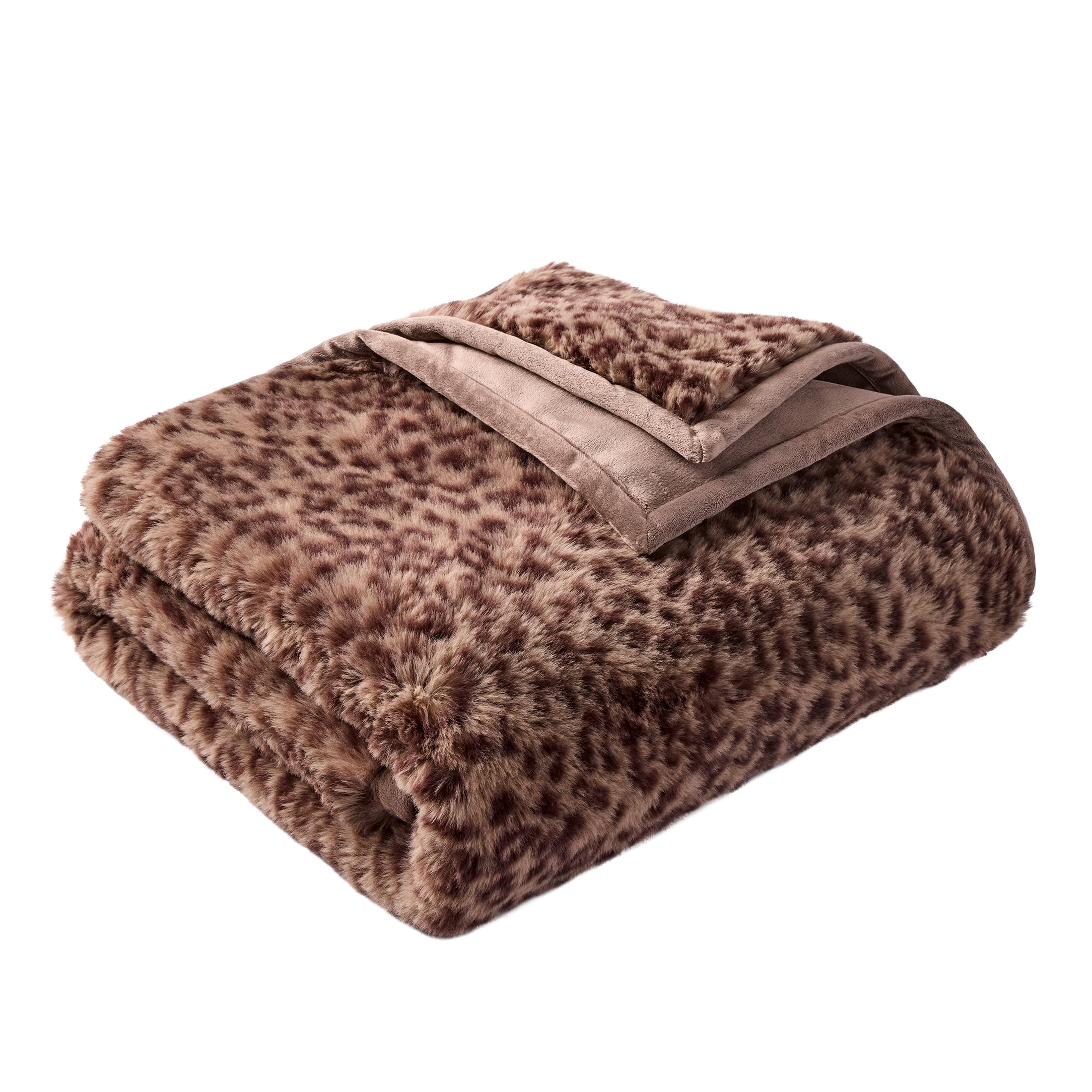 Better Homes & Gardens Brown Leopard Faux Fur Oversized Throw, 50 in x 72 in