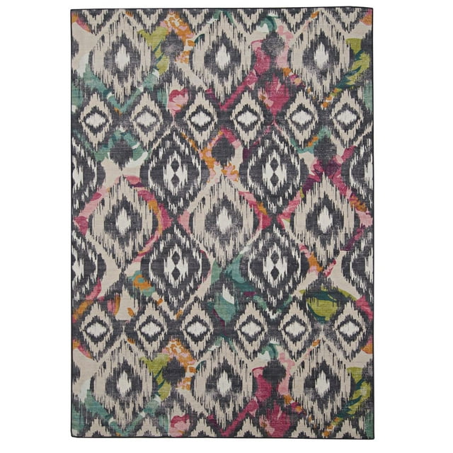 Tapis d'accent extérieur lavable Grayton ivoire & anthracite 2 pi x 3 pi