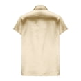 thumbnail image 6 of ZHYou Womens Luxe Satin Blouses Deep V-Neck Short Sleeve Wrinkle-Resistant Suit Shirts,Yellow,L, 6 of 9