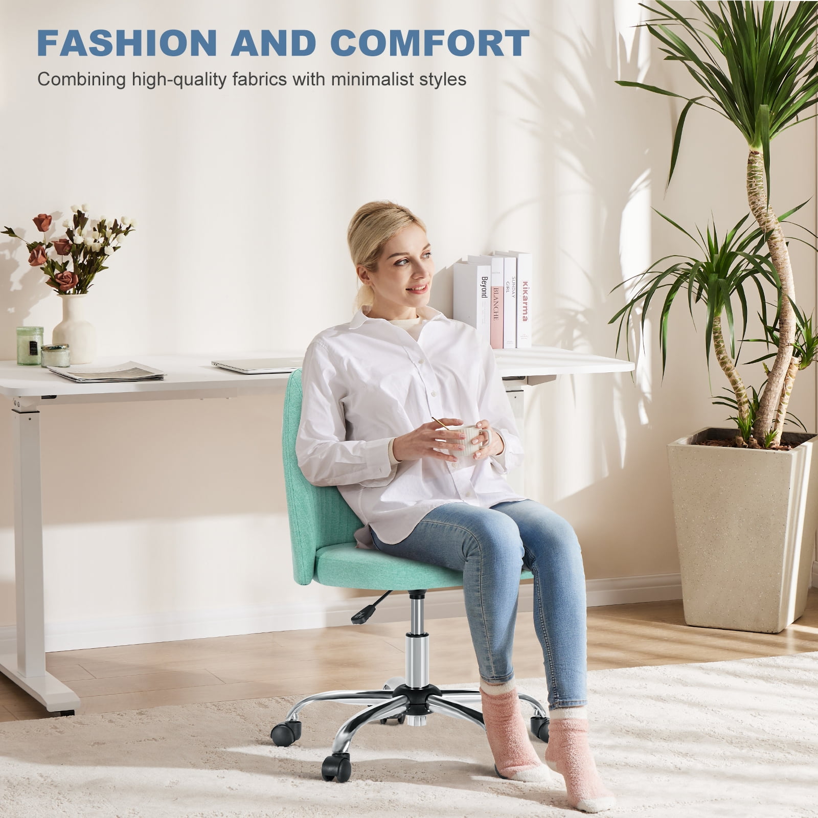 Gianna Home Office Desk Chair, Adjustable Armless Rolling Task Chair, Computer Chairs for Home