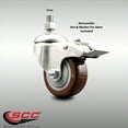 thumbnail image 2 of 3 Inch 316SS Maroon Polyurethane Swivel 10mm Stem Caster Total Lock Brake, 2 of 2