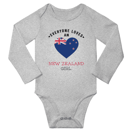

Everyone Loves An New Zealand Girl Baby Long Slevve Bodysuit Outfits (Gray 6-12 Months)