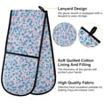 thumbnail image 4 of Dailycode Double Sided Oven Mitt with Loop Heat Resistant Kitchen Long Potholders 7" x 35" Blue and Pink Small Flowers, 4 of 6