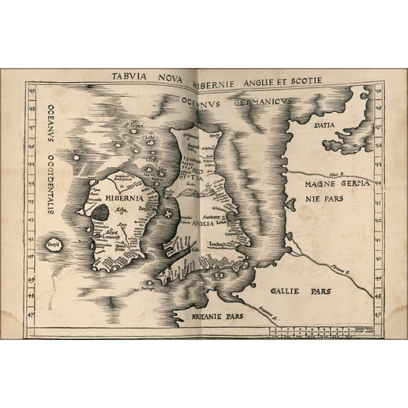 24"x36" Gallery Poster, map of great britain 1513