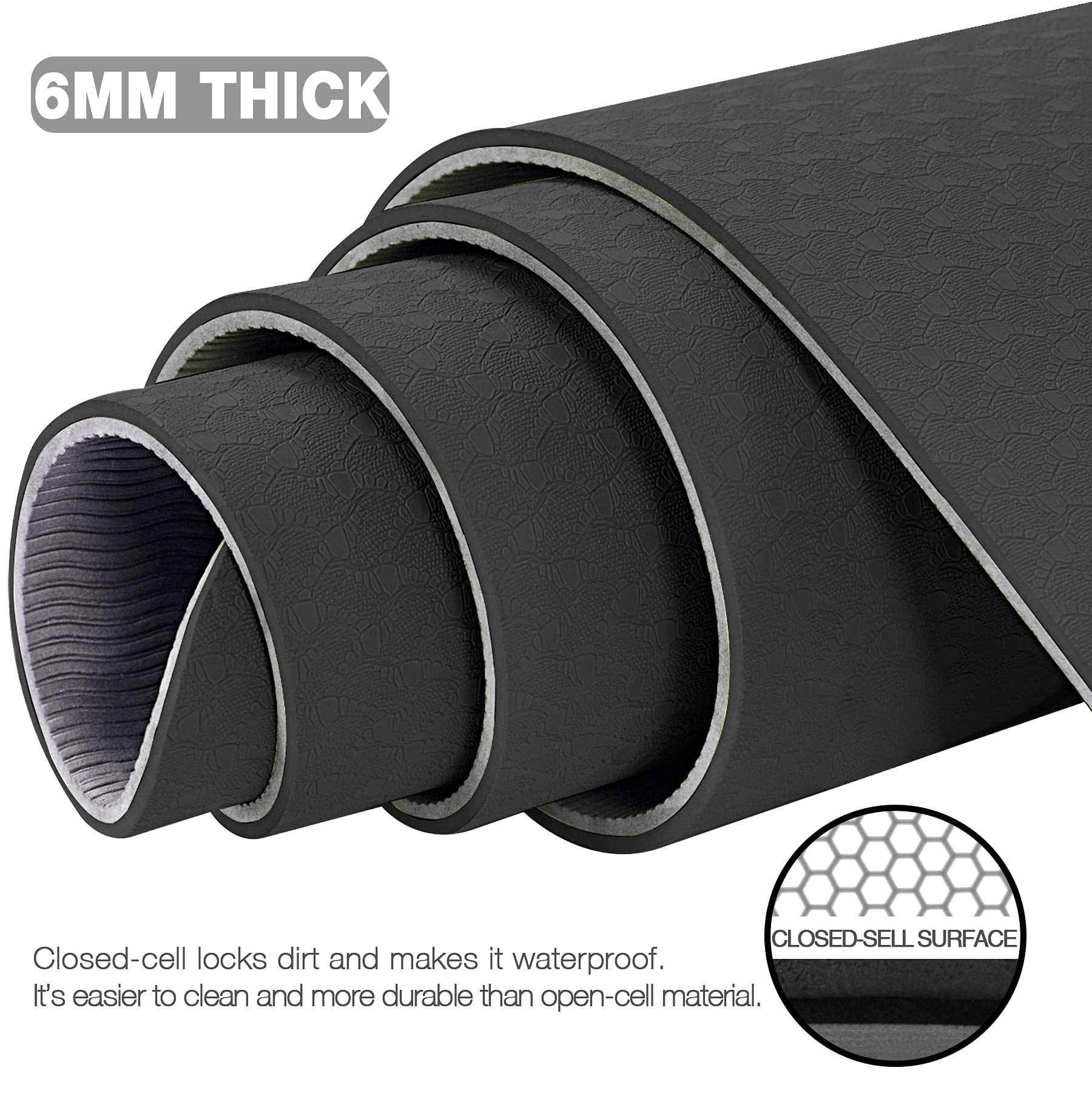UMINEUX Large Yoga Mat for Men and Women 1/4 Inch Extra Thick TPE Fitness Mat for Home Gym Workout, Non-Slip